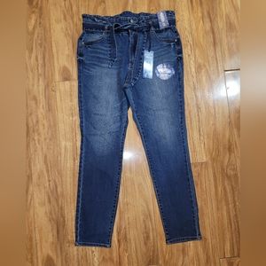 New with tags blue spice high waist paperbag skinny jeans size 13 with tie belt!
